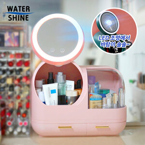 워터샤인 LED 거울 화장품정리함 정리대 보관함 핑크